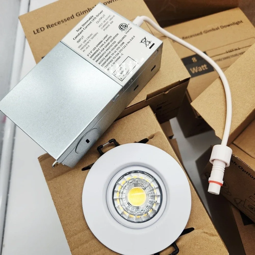 POPANU 3 Inch LED‎ Recessed Gimbal Downlight 8W Dimmable 5 CCT White 6 Pack